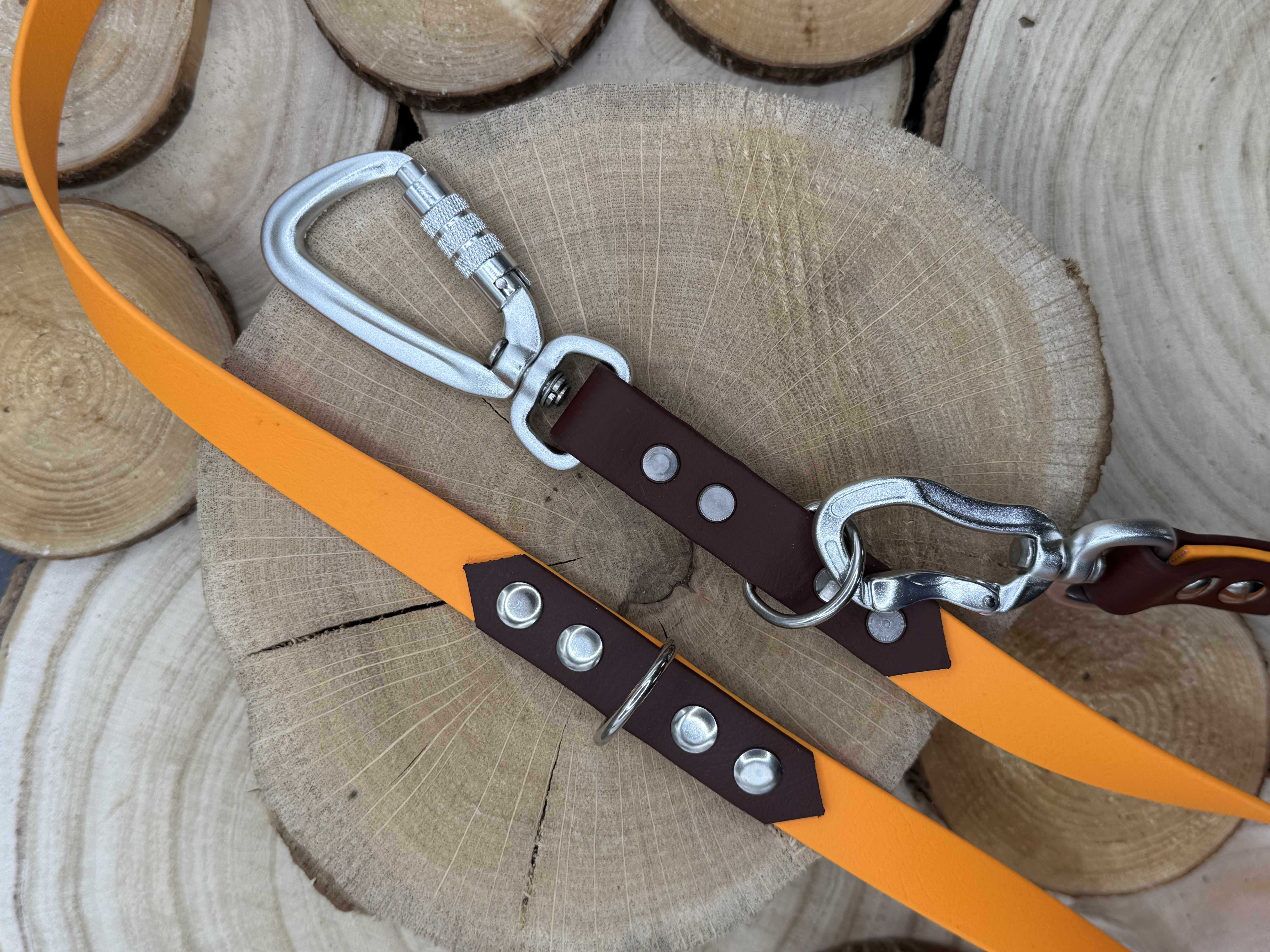 Biothane Hundeleine, 19mm, orange/sattelbraun (2.007)