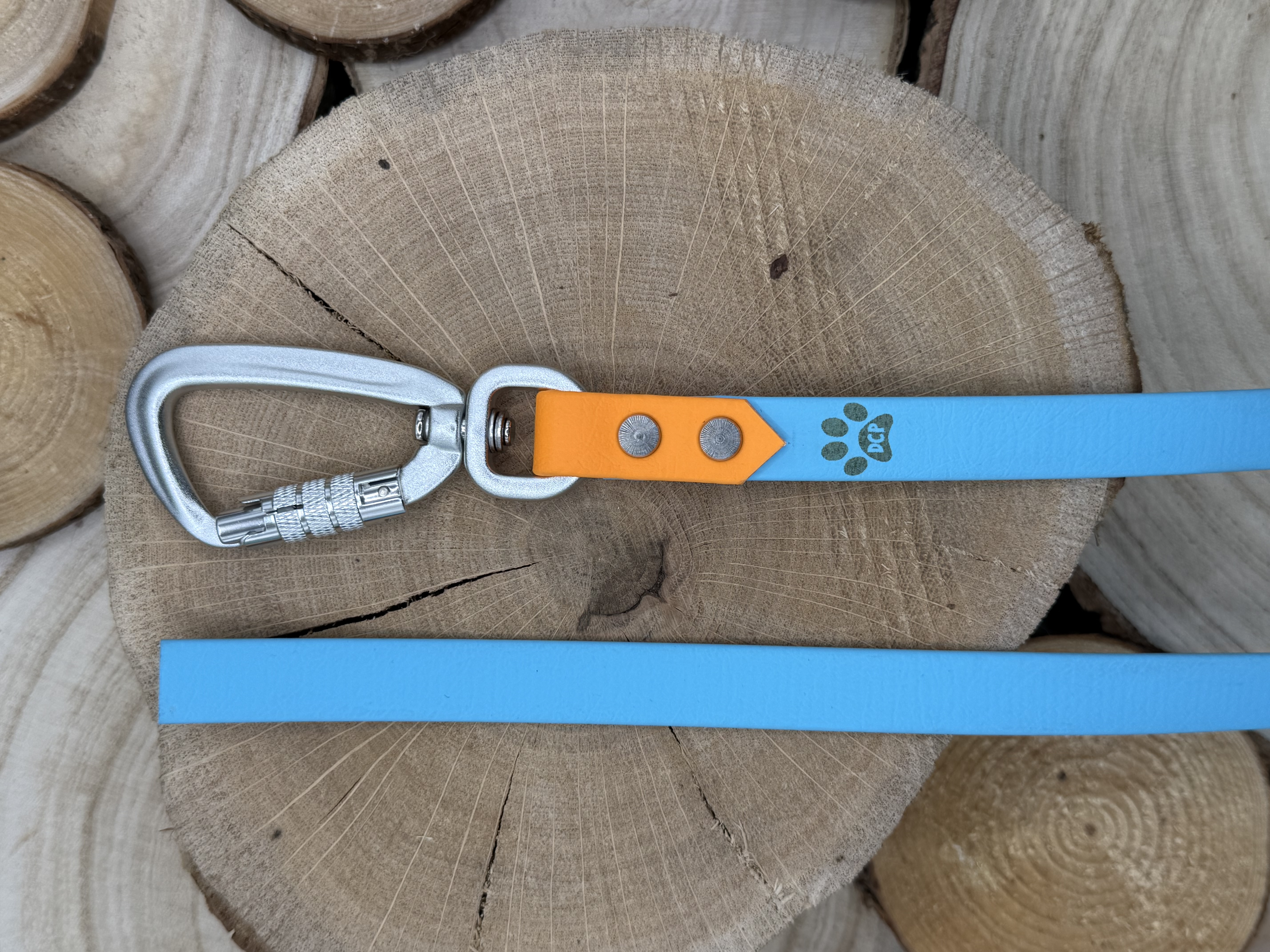 Biothane Schleppleine, 16mm, 1,45m, skyan & orange (2.011)