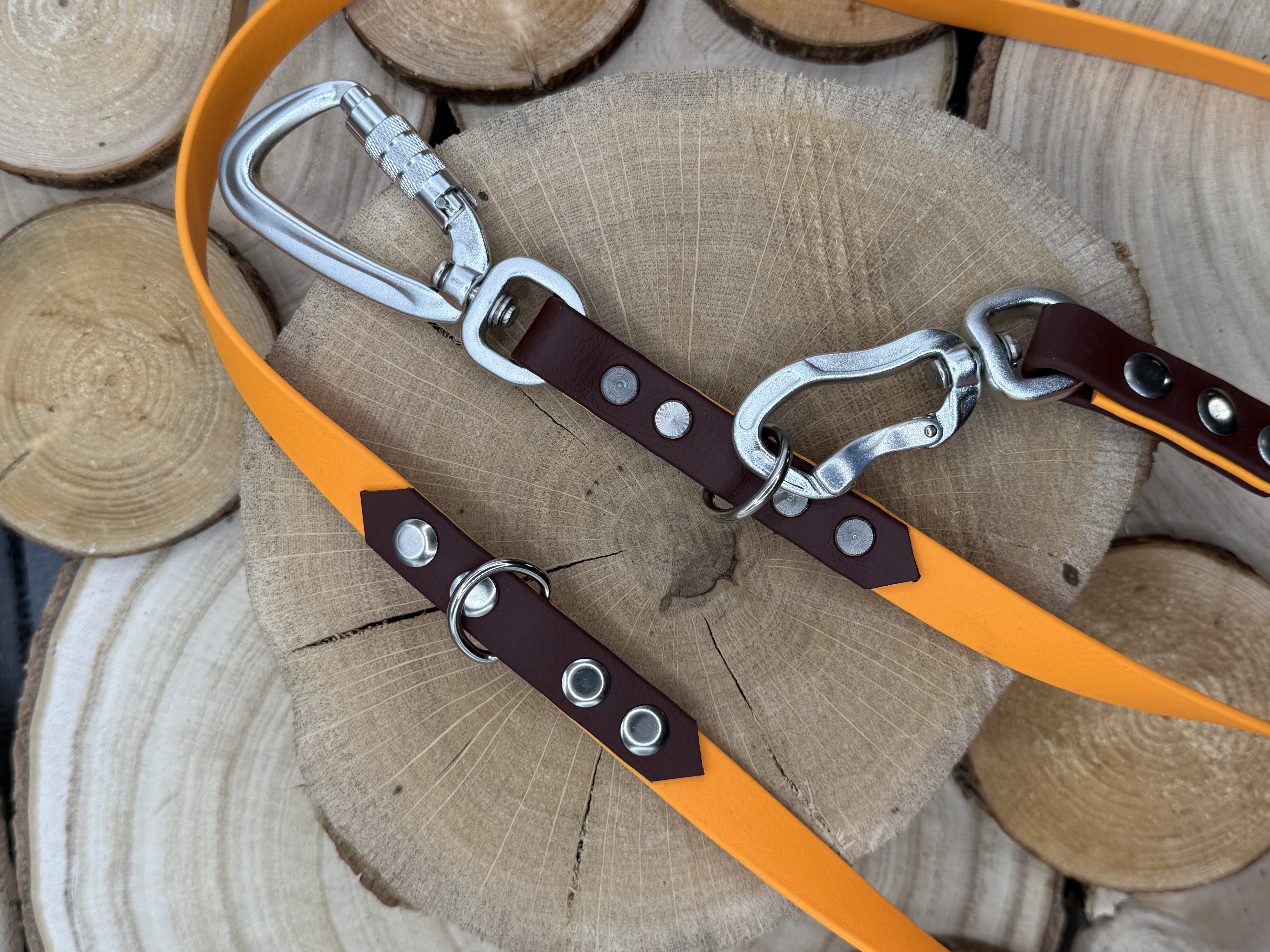 Biothane Hundeleine, 16mm, orange/sattelbraun (2.006)